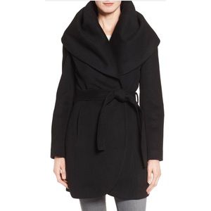 Black T Tahari Belted Coat